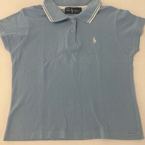 Polo by Ralph Lauren Blue Polo Shirt with White Trim | Junior large size